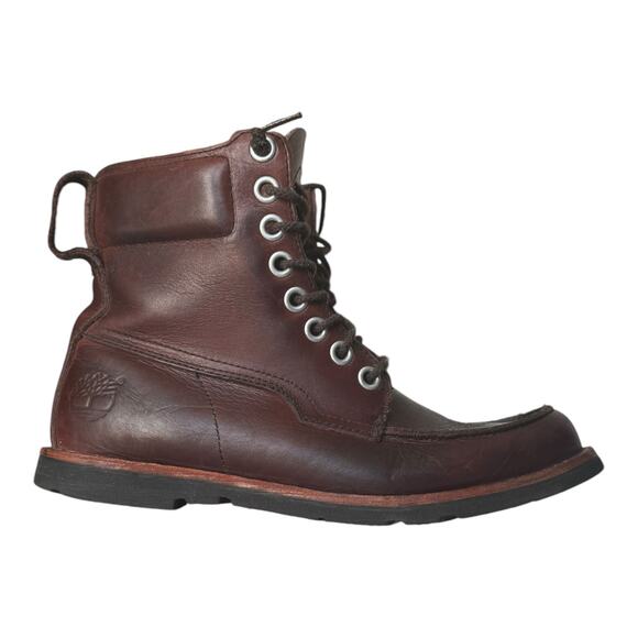 Timberland - Earthkeepers Moc toe Leather Brown Plum Boots size 8 - Picture 2 of 14